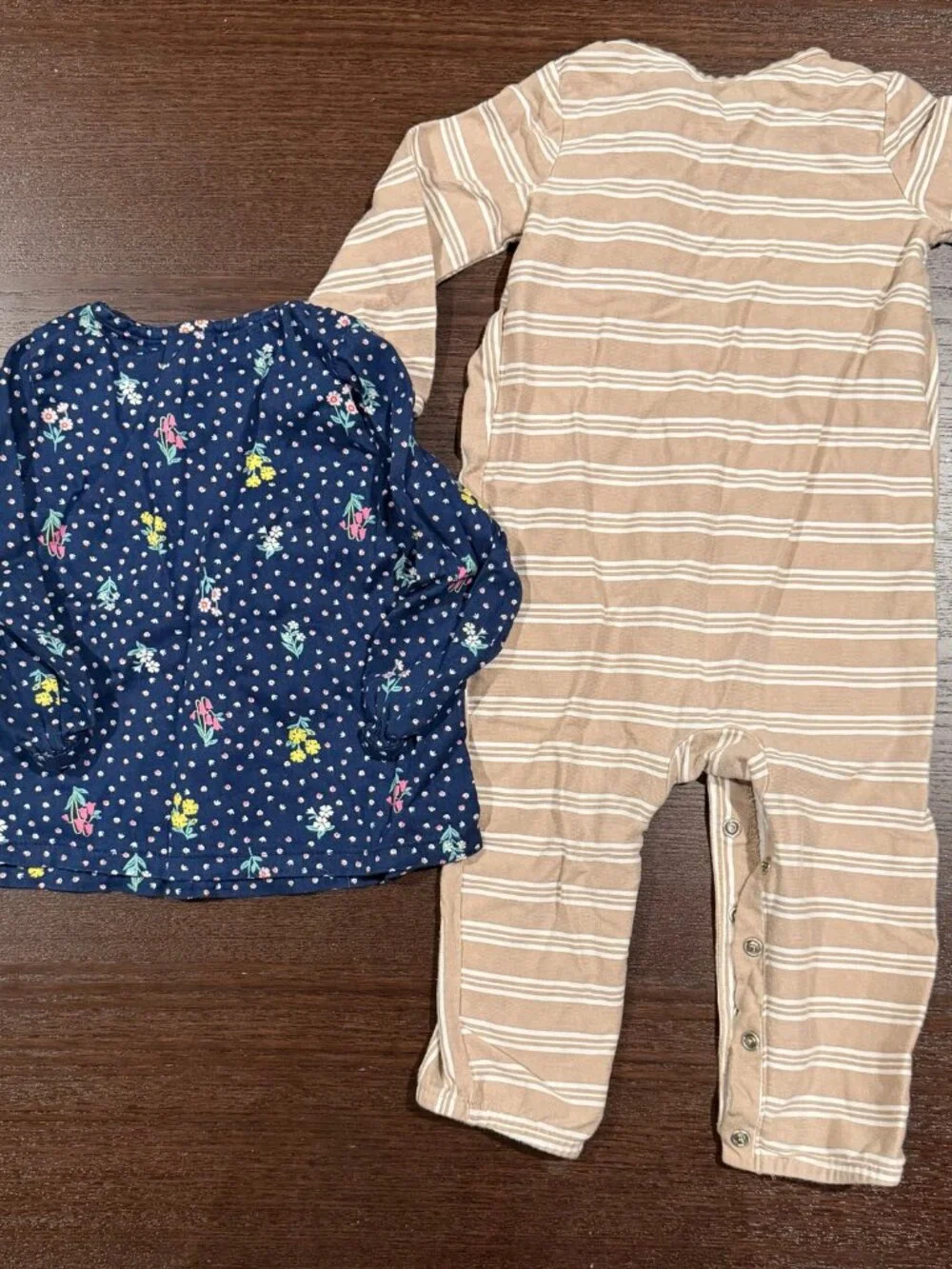 Carter's Baby Girls Floral Top Striped Romper 2-Piece Bundle - 12M
